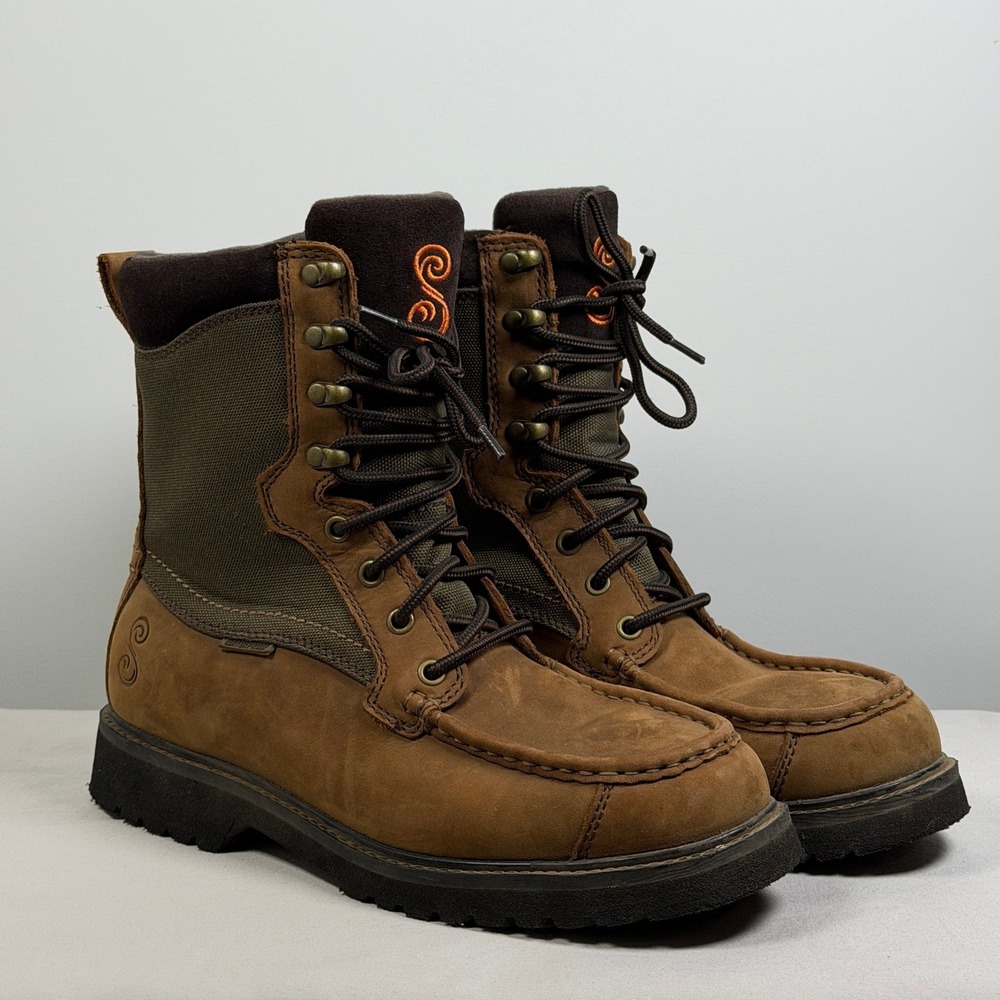 SHE Outdoor Womens Brown Leather Waterproof Hunting Boots Moc Toe Size 9